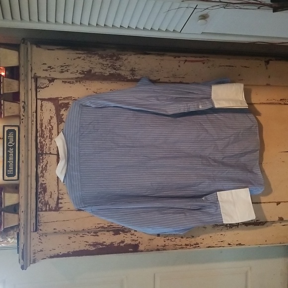 Men's Ralph Lauren Polo 17 1/2 by 33 Blue and White Long Sleeve Button Up Shirt - Picture 3 of 5